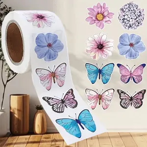500 Butterfly Floral Decorative Stickers for Home Office Wall Decor, Ideal for Laptops and Water Bottles, Semi-Matte Finish for Craft Lovers