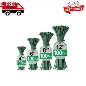 Green Zip Ties Assorted Sizes (4"+6"+8"+12"), 400 Pack