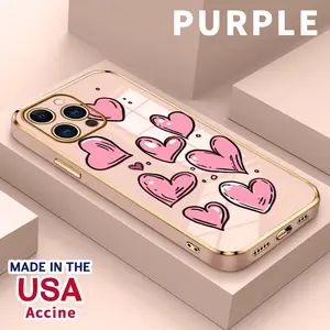 Electroplated Phone Case for iPhone 16 15 14 Pro Max 13 12 11 XR XS Plus Hearts in Flight Soft TPU Silicone Dirt-proof Easy to Clean Soft Cover Gift for