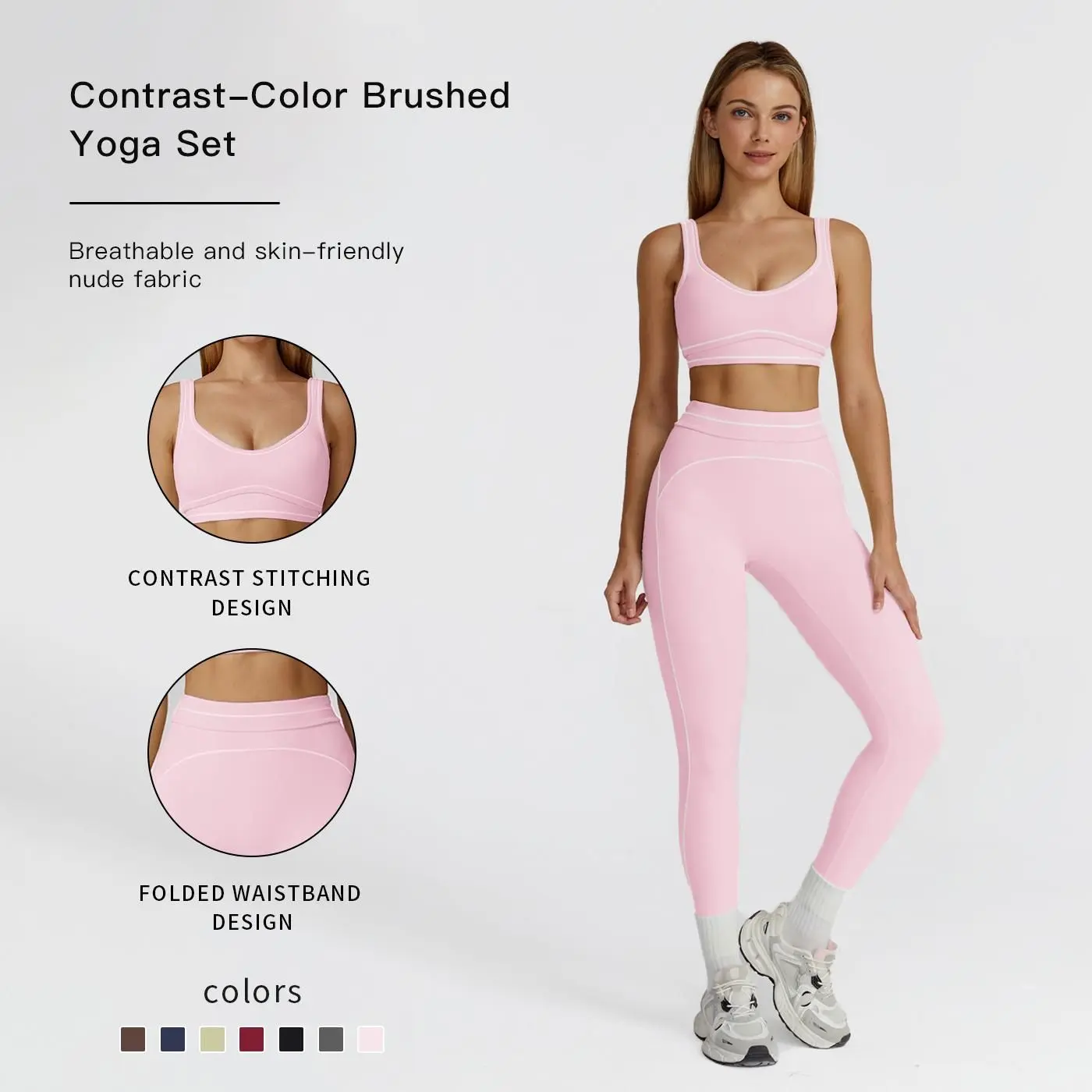 MFVIM Women's Sportswear Two-Piece Set, Casual High-Support Yoga Outfit, Quick-Dry Tight-Fit Fitness Clothing