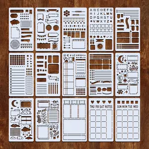 15-Piece 4×7 Inch Journal Template Set Minimalist Bullet Journal Style Reusable & Portable for Layout Planning and Notes Perfect for Bullet Journals, Notebooks & Scrapbooking Scrapbook Materials