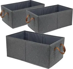 Pack of 3 Capacity Storage Bins Closet Organizer Sturdy Foldable Fabric Storage Boxes for Organizing Clothing,Sheets,Toys,Shelves Basket Storage Bin With Handles