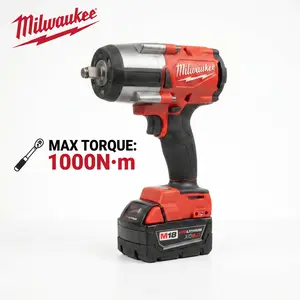 Milwaukee 18V Impact Wrench With Brushless Motor, 1000N·m Max Torque, Variable No-load Speed And Impact Rate, Universal Cordless Tool Compatible With Standard Accessories, For Industrial Maintenance, Vehicle Service And On Site Construction Tasks