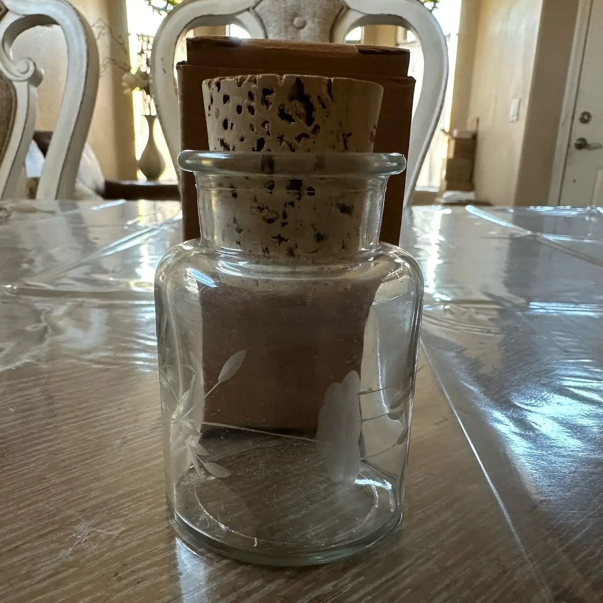 Heritage Etched Design Spice Jar With Cork Top (1)