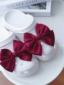 2pcs Fashion Textile Bow Sandal Decorations, Multiple Colors DIY Slipper Shoe Accessories, Holiday Party Gifts, Casual Style Footwear