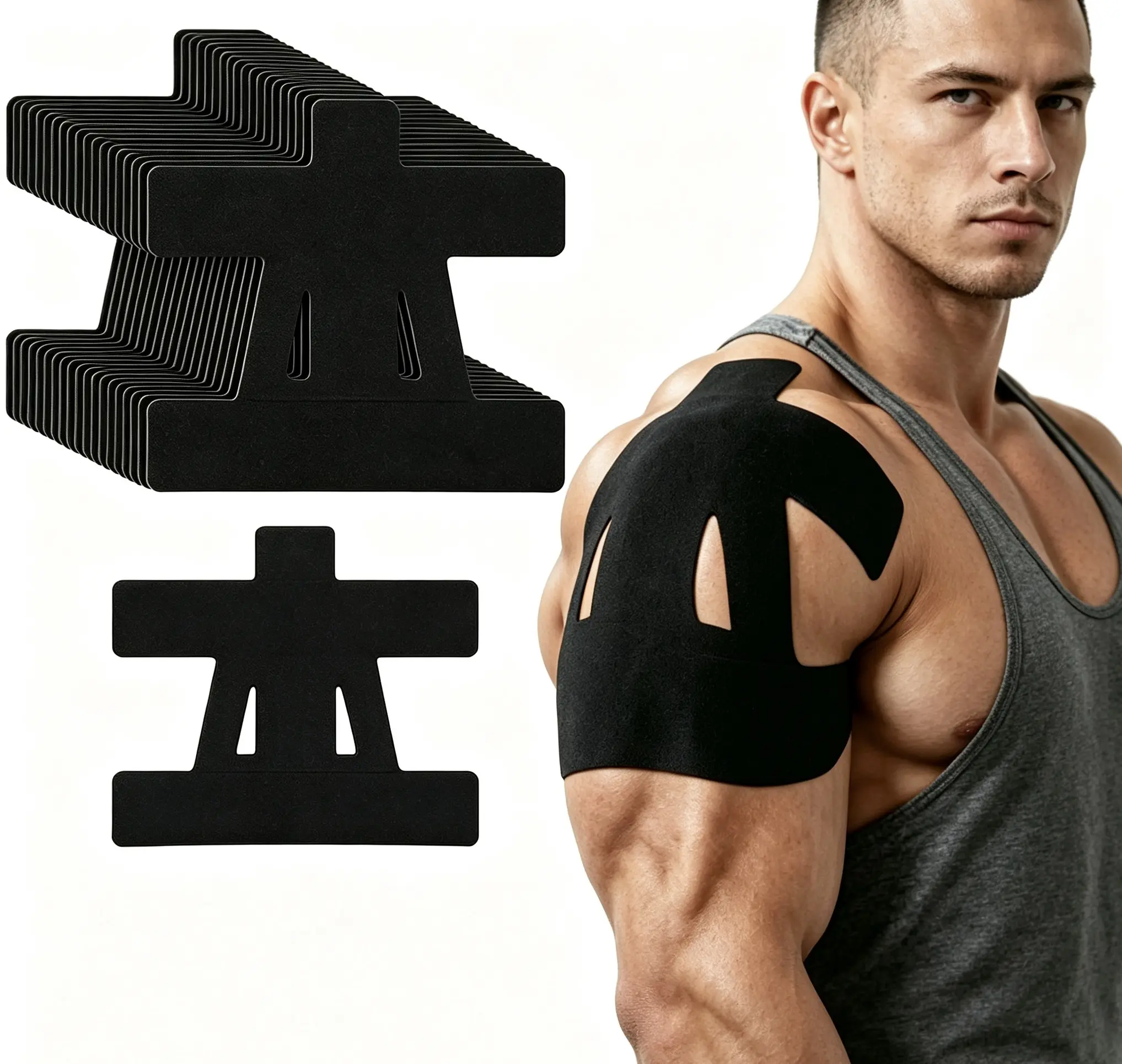10 Count,Kinesiology Tape for Shoulder PainRelief Pre Cut Sports Waterproof BreathableEnhance Elastic Kinesiology Athletic Tape forShoulder Support and MuscleSports(Black),Boxing Wrap campingessentials