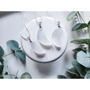 Selenite Crescent Moon Necklace