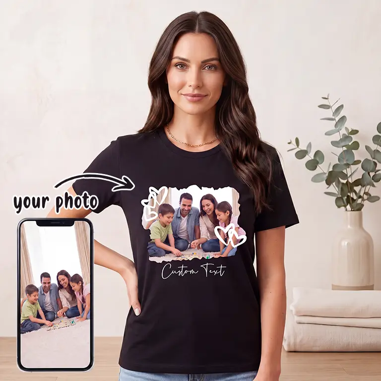 【Custom】 100% Premium Cotton T‑Shirts for Men & Women, Design Your Own Personalized Short Sleeve Tee, Customize with Your Unique Photos, Texts, Logos & Graphic Prints, Casual Soft Breathable Customized Shirts for Daily Wear