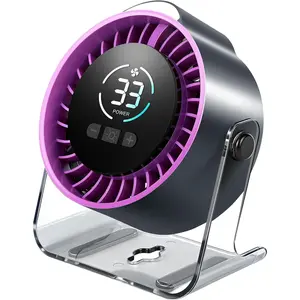 Desk Fan Rechargeable 100-Speed Adjustable(Need Long Press), Portable Table Fan 5.7-inch with LED Display & Night Light, 7  360? Adjustable, USB Fan 12H  Life for Office Bedroom Dorm