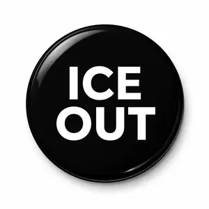 ICE OUT Black Button Magnet Pin