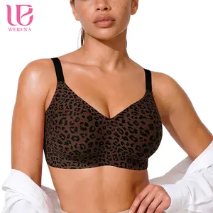 Werena Seamless Jelly Wireless Bras for Women V-Neck Full Coverage Soft Adjustable Bralette, No Wire T-Shirt Bra for Everyday Comfort