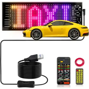 LED Sign for Windshield Programmable RGB Scrolling Flexible Screen Digital Display APP Control with Remote DIY Animation Black 3"x7"