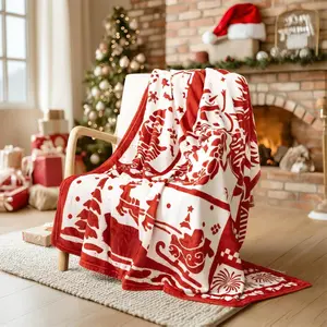 LOKHOM Christmas Throw Blanket 50"x60" Soft Flannel with Tree Snowman Candle Prints for Couch Sofa Bed Warm Xmas Theme Home Decor Machine Washable