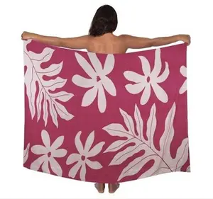 2 YARDS HAWAIIAN PRINT RAYON SARONG - Pink Tiare