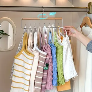 Multifunctional Hat Storage Artifact, Wooden Hanger, Underwear Vest Rack with Hooks, Balcony Drying Rack, Home and Dormitory Wardrobe Organizer