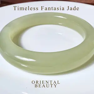 Certified water green genuine Hetian jade nephrite jade bracelet bangle - inner diameter 55.5mm