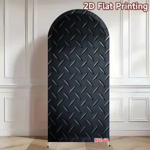 Custom Steel Metal Arch Background Cloth, Boy Birthday Party Industrial Style Photography Backdrop, Dual-Sided Elastic Fabric