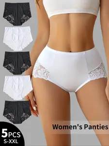 TikTok Popular Comfortable Seamless Hip-Lifting Lace High-Waisted for Women - Everyday No Show Mid Rise, Soft Breathable Fit Under Tight Dresses High Rise Panties 2/4/5/6 Pack