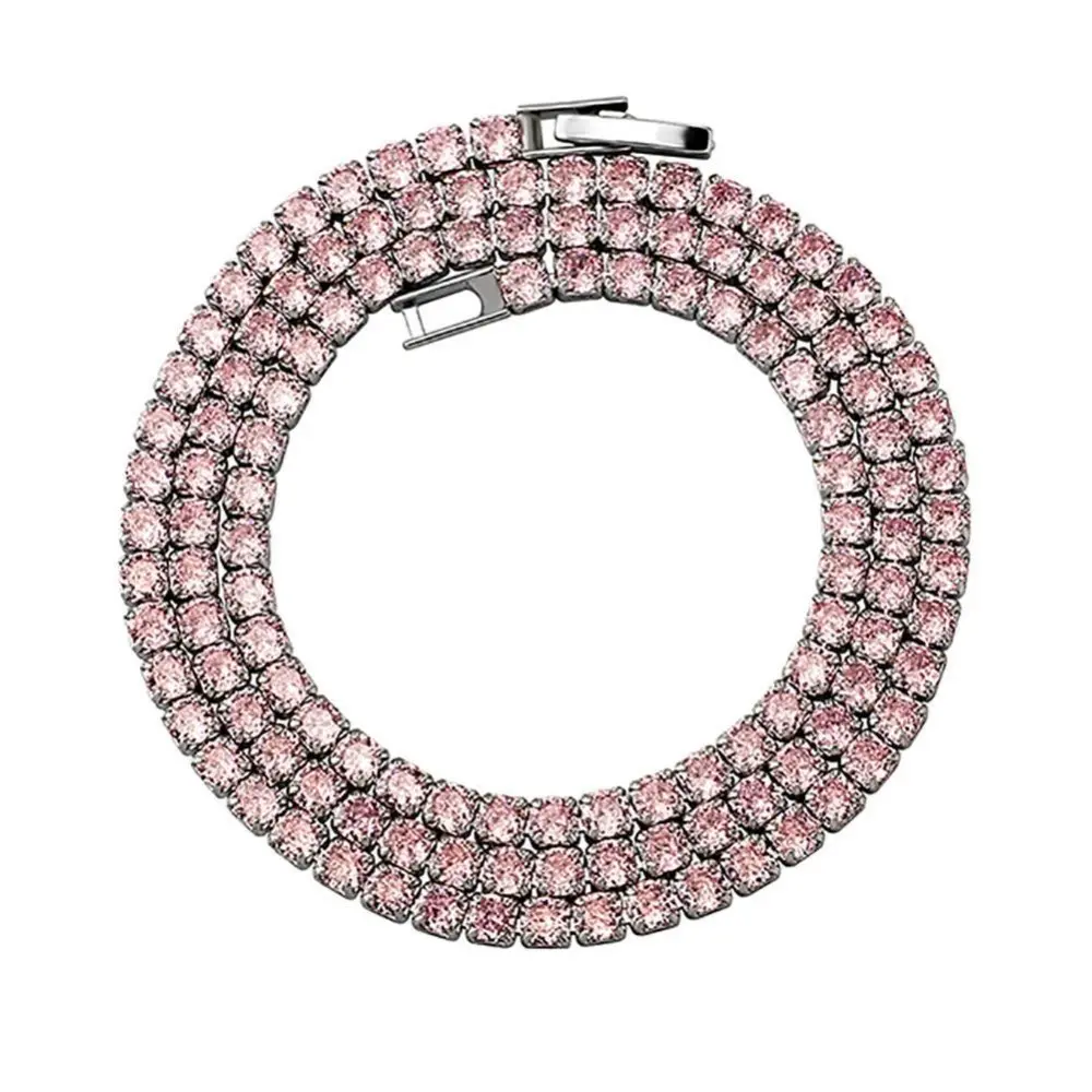 Classic Micro Tennis Necklace 3-5mm Iced Out CZ Tennis Chain with Fold Over Clasp Hip Hop Jewelry For Party Gift
