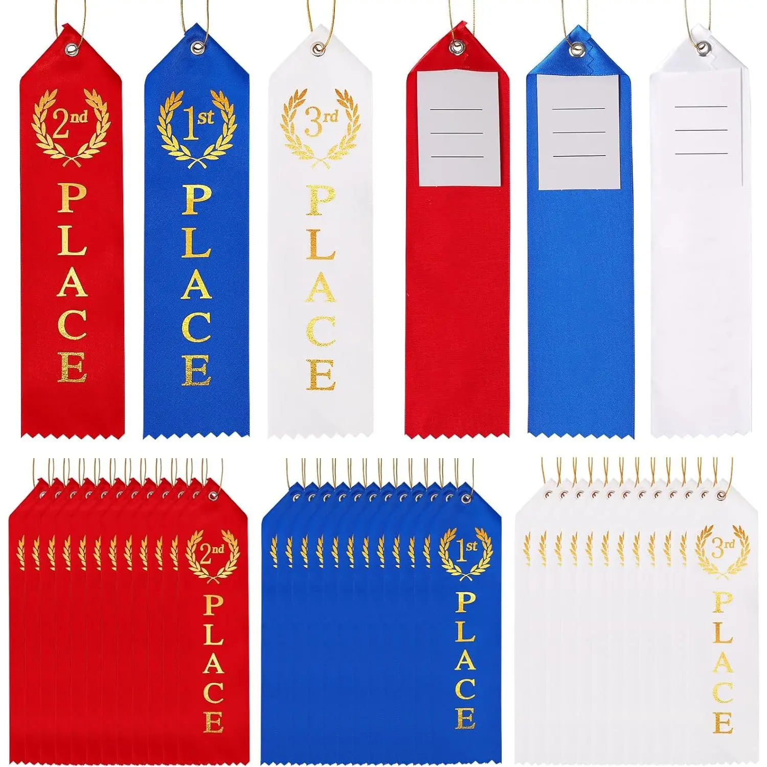 Durable Modern Satin Award Ribbon Set (36-Count, 8x2in) - 1st/2nd/3rd Place, with Event Card & Rope, Synthetic Material, Festive Party Gift Supplies for Competitions