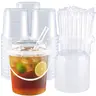 20/60 Set Thick 25 oz BPA-Free Plastic Drink Buckets with Lids, Straws & Handles - Food-Safe, Reusable, Disposable, Compostable Party Supplies for Beach, Road Trips, Pool Use - Sohochic Kitchen Drinkware