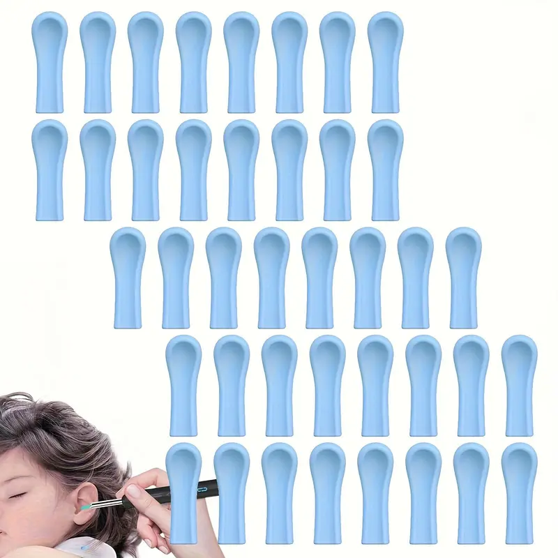 40 Counts Silicone Ear Spoon Replacement Heads, Reusable and Washable, Universal Size 1.47x0.12 Inches, No Power Needed, Suitable for All Sizes, Earwax Remover Accessories, Ear Wax Cleaner Accessories