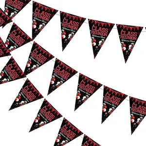1Set Class Reunion Decorations School Class Reunion Party Bunting Banner Red Black Welcome Back Class Reunion Pennant Banners High School Reunion Triangle Pennant Flags for Class of 1995 1985 1975 Reunion