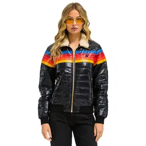 5 STRIPE JACKET - GLOSSY BLACK
