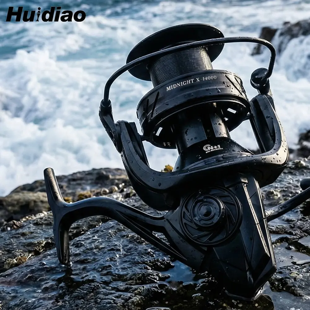 Huidiao Saltwater Surf Fishing Reel 8000–14000 Long Cast Spinning Reel 4.8:1 25kg Max Drag 4+1 Bearings CNC Aluminum Spool for Striped Bass, Red Drum & Sea Bass