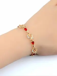 Women's Heart-Shaped Rhinestone Bracelet, Heart Charm Bracelet, Fashionable Bracelet, Elegant Jewelry Bracelet, Unique Design Jewelry Gift for Women, Perfect Valentine's Day Present, Fashion Accessory, Fashion Jewelry Accessories