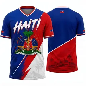 Men's Nation Haiti Graphic Jersey, Sport outdoor Clothing, Soccer Fan Shirt, Sport Jersey, Gift for Men, Gift For Fan