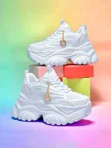 Women's Low-Top Lace-Up Casual Sports Shoes, Breathable Fashion Sneakers, Comfortable Thick Sole Height Increasing Outdoor Walking Shoes, Thick Soled Sneakers