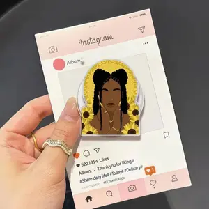 Sunflower Melanin Girls Phone Grip: Pretty Girls MagSafe Pop Socket, Girly Vibe Kindle Holder