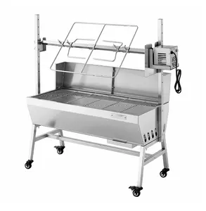 Rotisserie Grill, 38W BBQ Spit Roaster for Pig & Lamb, 132 LBS Capacity, Stainless Steel Outdoor Grill Kit, 7-Level Adjustable Height for Camping & Events 37 inch With Baffle/132 lbs