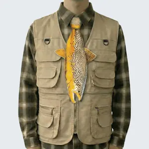 MUS629 3D Printed Brown Trout Fishing Tie - Realistic Fish Necktie for Anglers & Fishermen