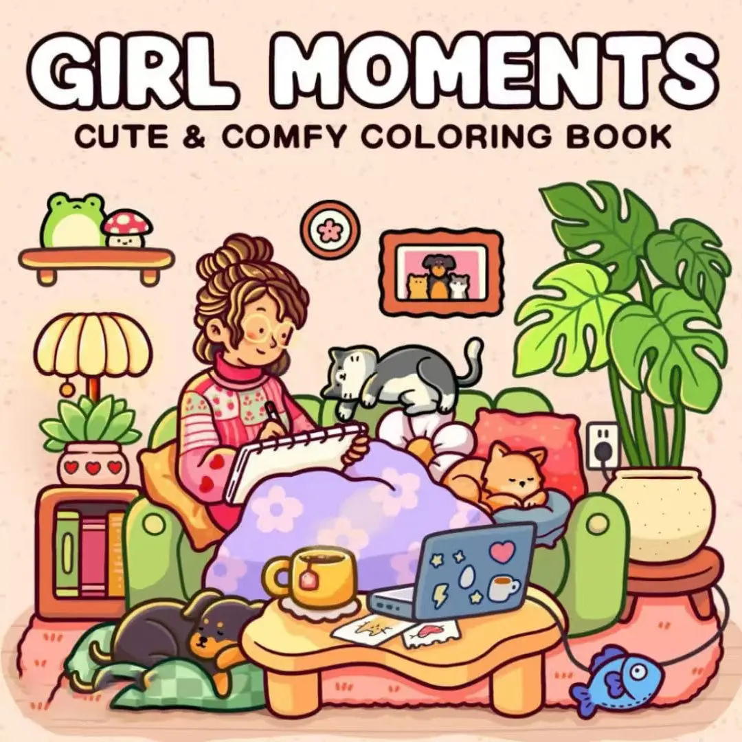 1 PC Adult Coloring Book, Drawing Book, Doodle Books, easy to color, with bold and cute designs, perfect for relaxing at home, relieving stress, and for parent-child interaction and DIY activities, Perfect Gift for Relaxing