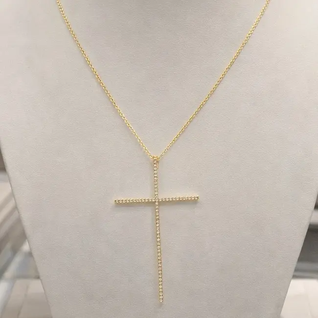 Cadena 180 con cruz gold plated elegante
