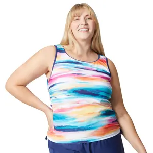 Free Country Women's Plus Size Full Side Shirring Tankini Top
