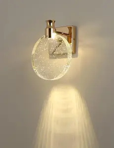 Crystal Wall Sconce Nordic Style LED Wall Lamps Simple Creative Lights for Living Room Bedroom Bedside Dresser Bathroom Corridor(A,Golden,Large)