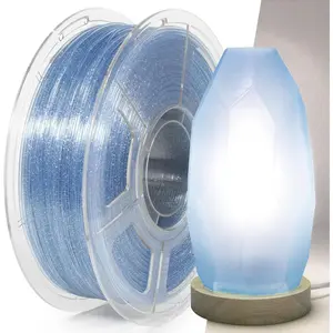 Glitter Clear 3D Printer Filament 1.75mm, High Speed PLA Plus Filament for 30-600mm/s, Clear PLA+ Filament with Shiny Sparkling, Sky Blue Transparent PLA Filament 1kg(2.2lbs) Spool