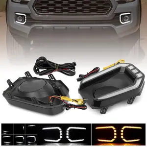 LED Fog Lights with White DRL & Amber Sequential Turn Signal for 2016-2023 Toyota Tacoma