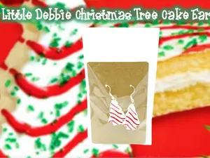 Little Debbie Christmas Tree Cake Dangle Drop Earrings 3D Printed