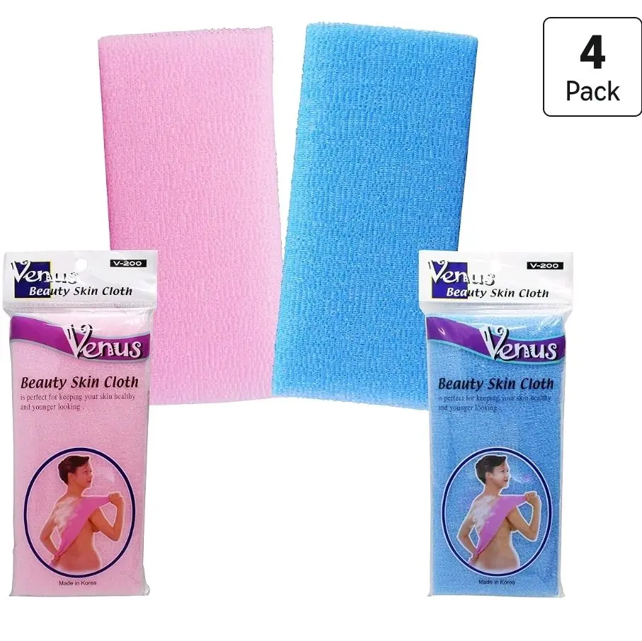 Venus Beauty Skin Cloth – Exfoliating Bath Washcloth for Smooth & Healthy Skin – 4-Pack | Made in Korea