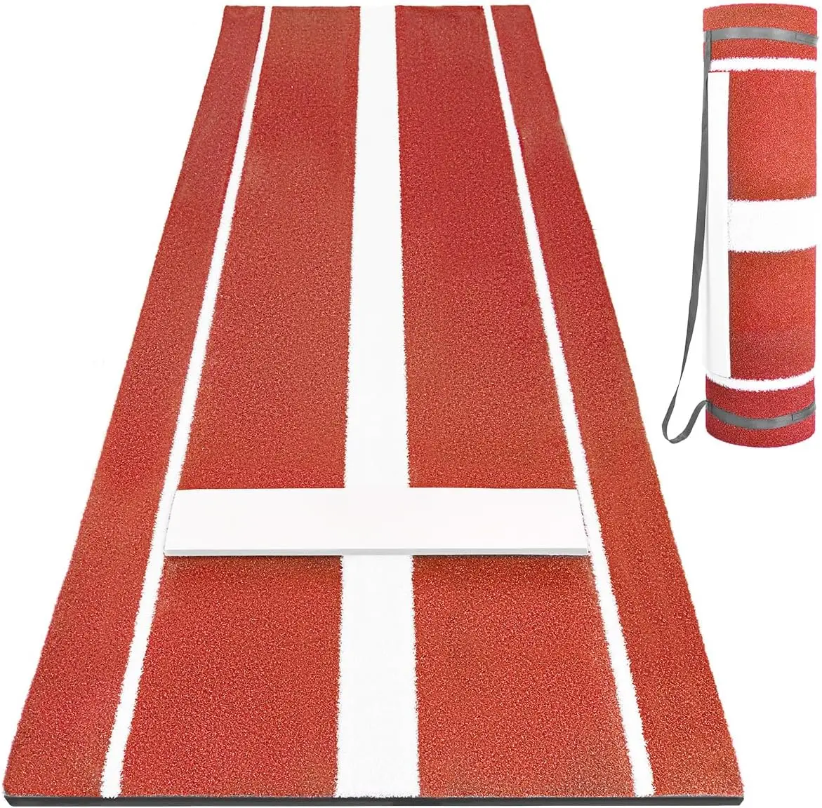 Softball Pitching Mat with Mound, 10x3 ft Antifade Turf, Antislip EVA Foam Backing, Waterproof PE Polyethylene, Enhanced Durability, Machine Washable Flat Surface - Fastpitch Practice Equipment for Outdoor Softball Pitchers