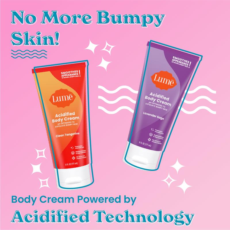 Skin Brightening Duo: Lume Acidified Body Cream and Acidified Body Wash or Cleansing Bar