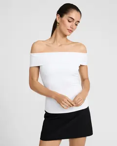 Express Body Contour High Compression Off The Shoulder Tee