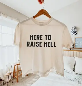 Here To Raise Hell Boxy Tee, Western Rebel Graphic Shirt, Edgy Cowgirl Outfit, Comfort Colors