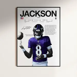 Lamar Jackson Poster, Wall Print, Football Digital , Poster Print, Sports Decor, Baltimore Ravens Poster, Football Gift