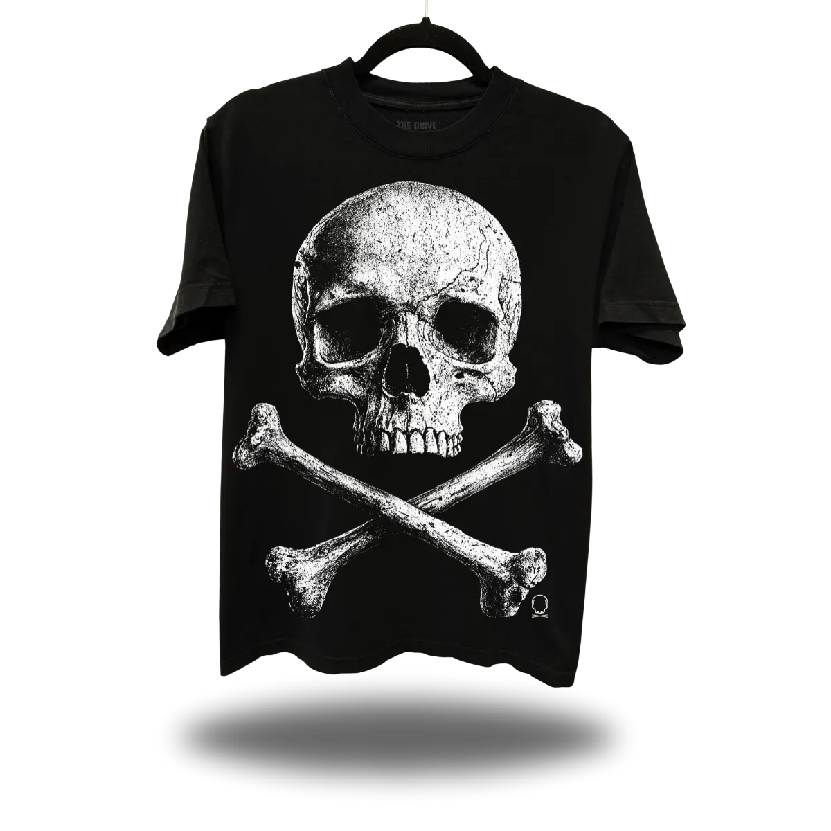 TheDriveClothing Crossbones Black Oversized Tee – Oversized Y2K Streetwear Graphic T-Shirt, Vintage Grunge Biker Fashion, TikTok Viral Skater Shirt, Urban Festival Outfit, Unisex Heavyweight Cotton Tee