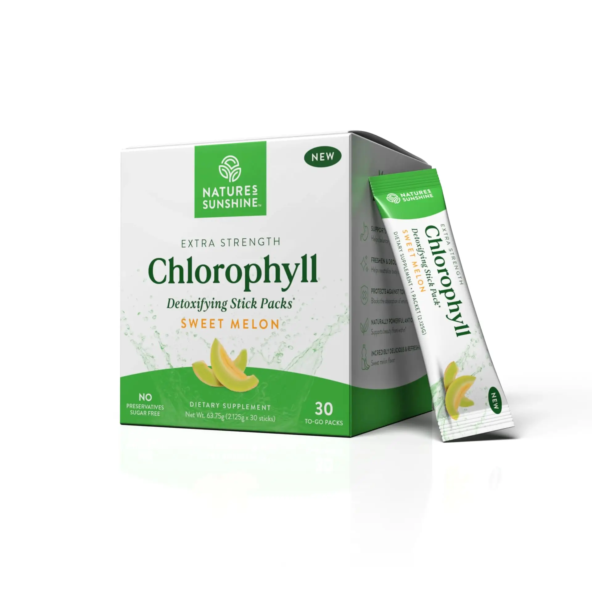 Nature's Sunshine Chlorophyll Stick Packs: Sweet Melon. Your Daily Detox-Reduce...